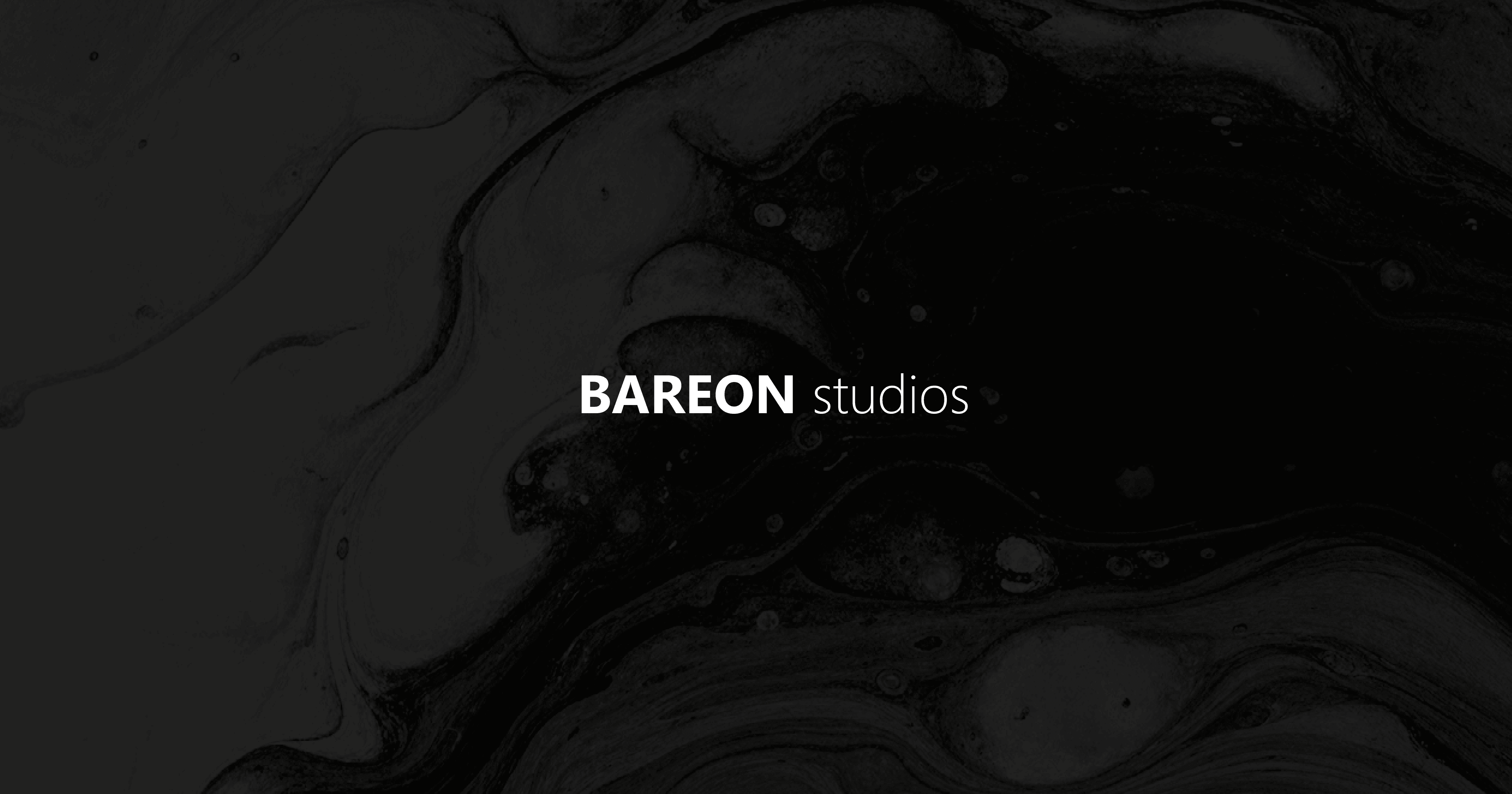 The Bareon Studios by Michel Köster Logo in front of a black and white marble flow.