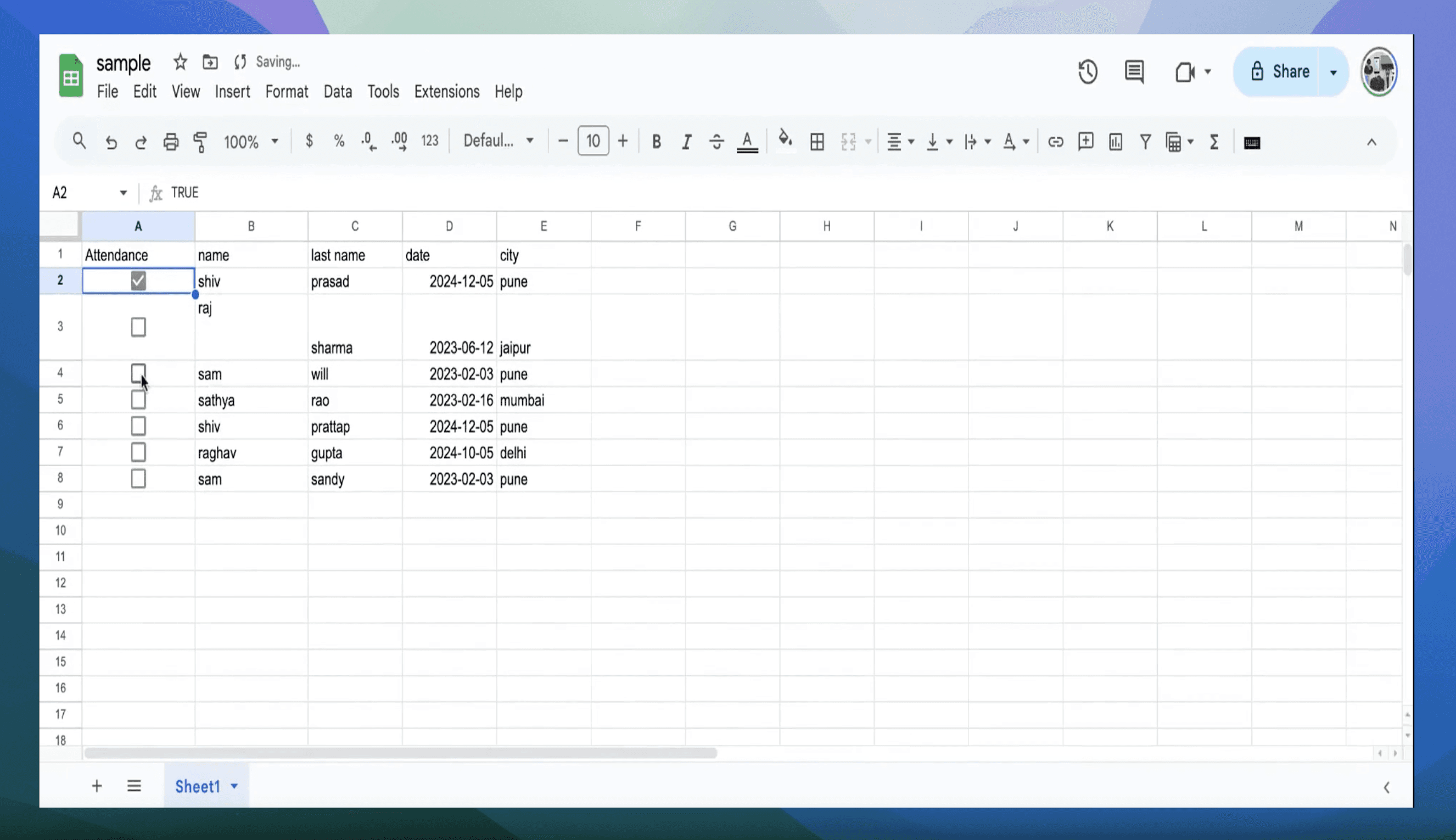 How to add checkbox in Google Sheets