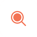 Magnifying glass icon symbolising search functionality in tchop™, enabling users to easily find content, topics, or users within the community.