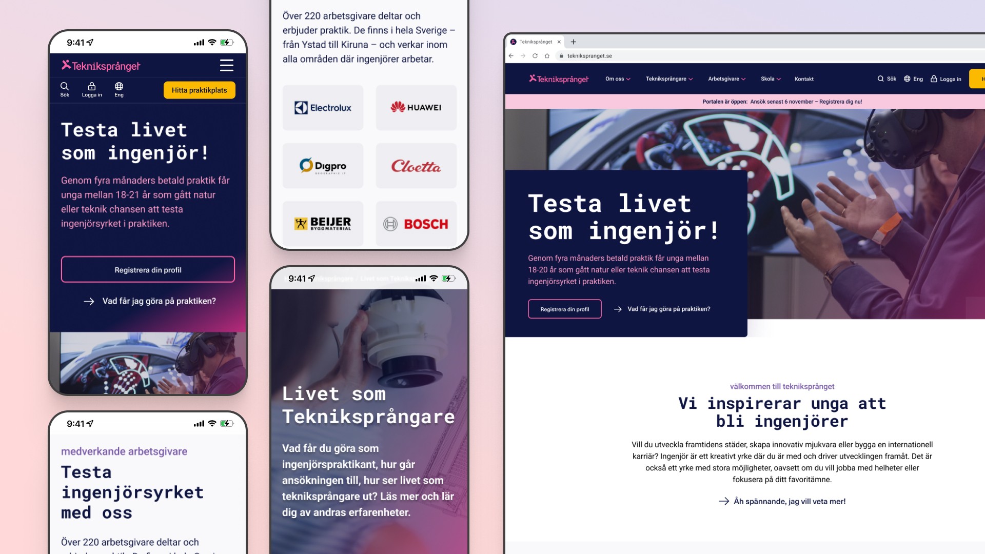 Designed screens of Tekniksprånget