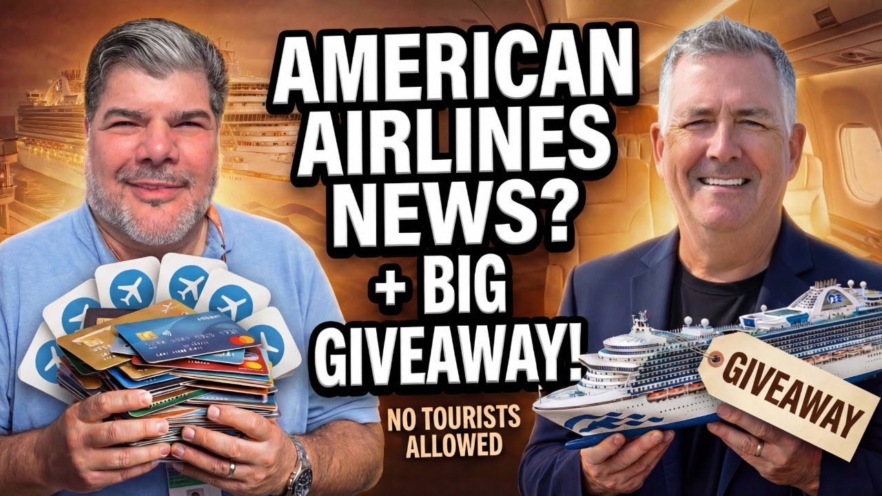 Image of Mike Putman and James Ferrara with the caption "American Airlines News? + Big Giveaway!" overlayed on top