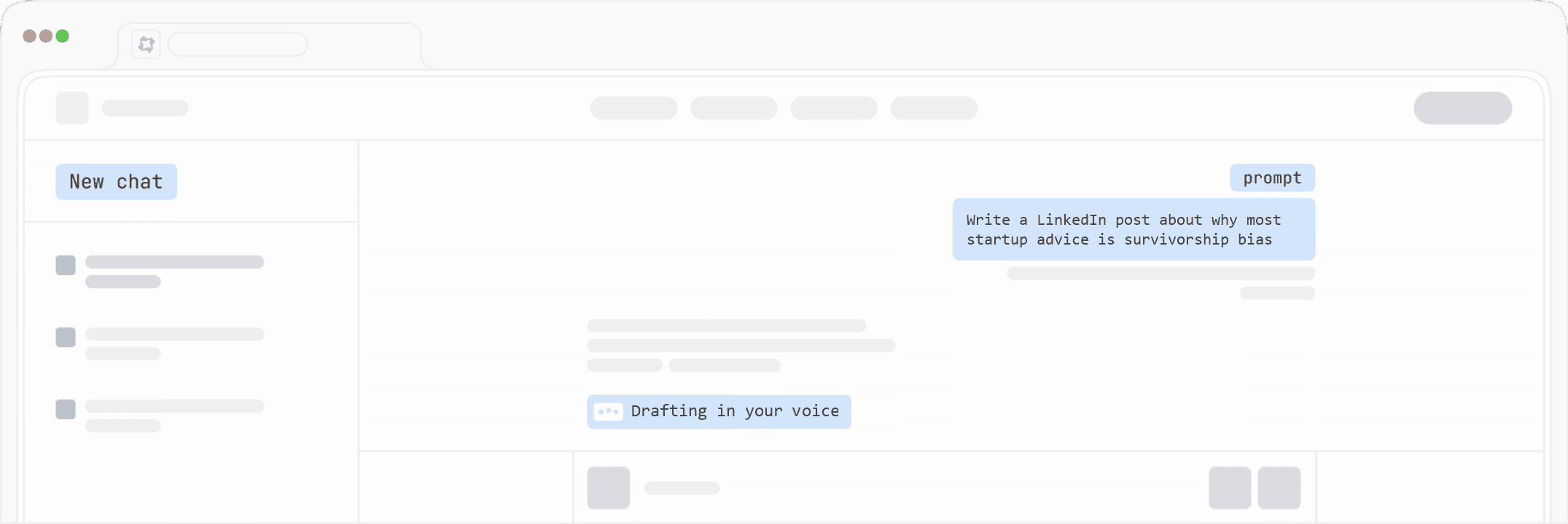 VoiceMoat chat drafting a LinkedIn post in your voice, on a phone