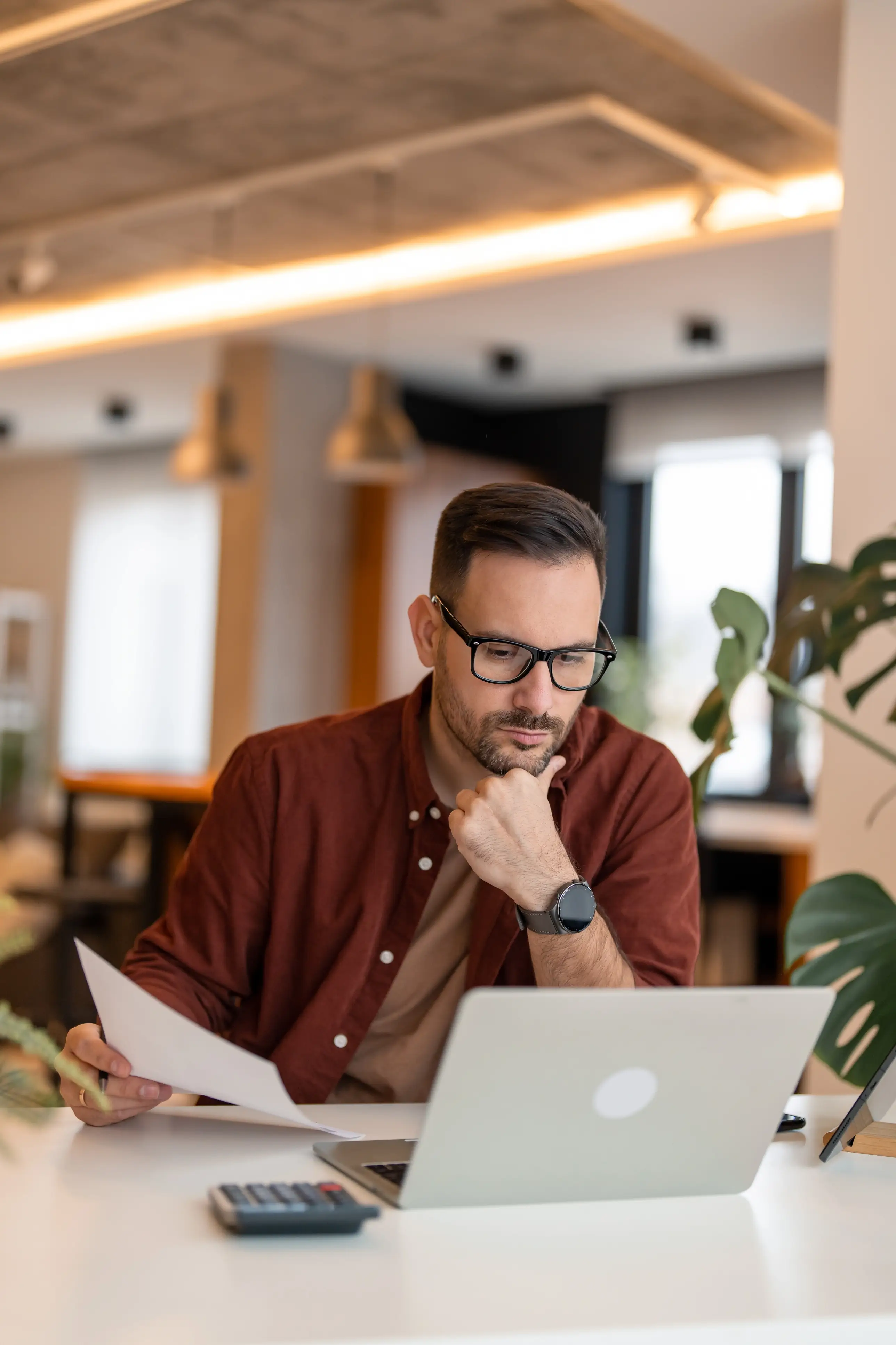 Business owner thinking