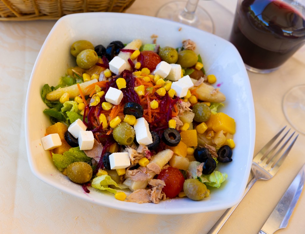 Mediterranean salad at restaurant