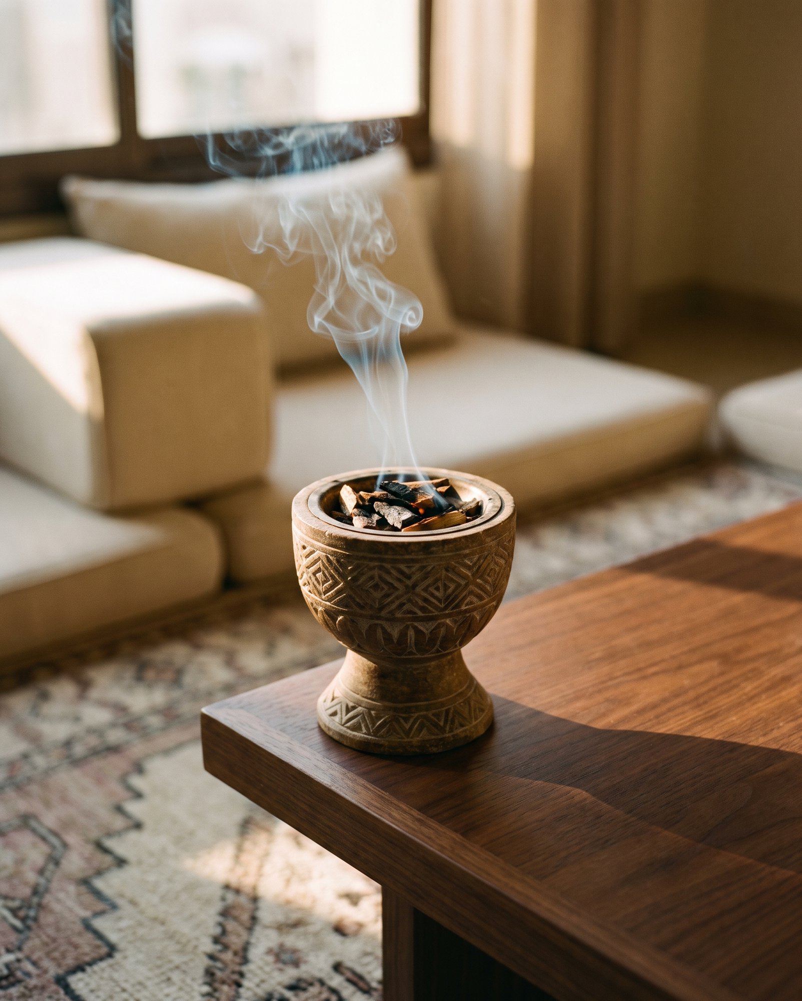 A stone incense burner in a majlis