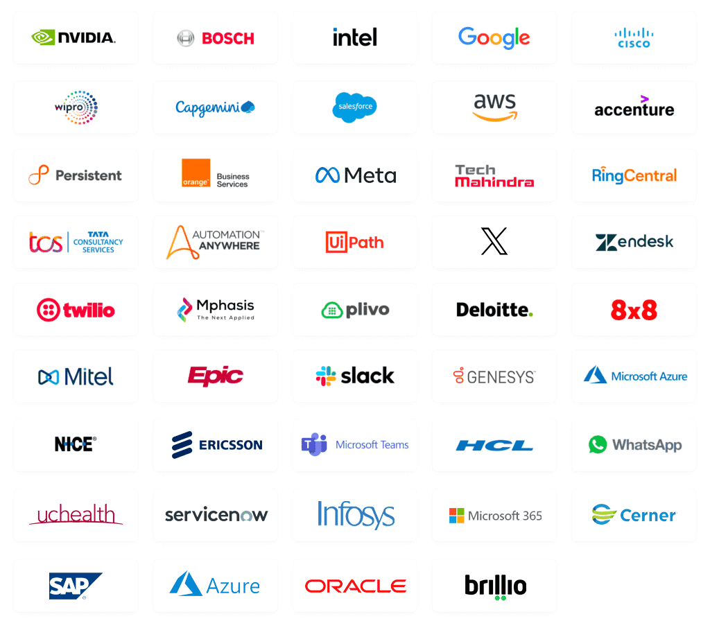Avaamo partner logos including NVIDIA, Bosch, Intel, Google, Cisco, Wipro, Capgemini, Salesforce, AWS, Accenture, Microsoft, ServiceNow, Infosys, SAP and Oracle