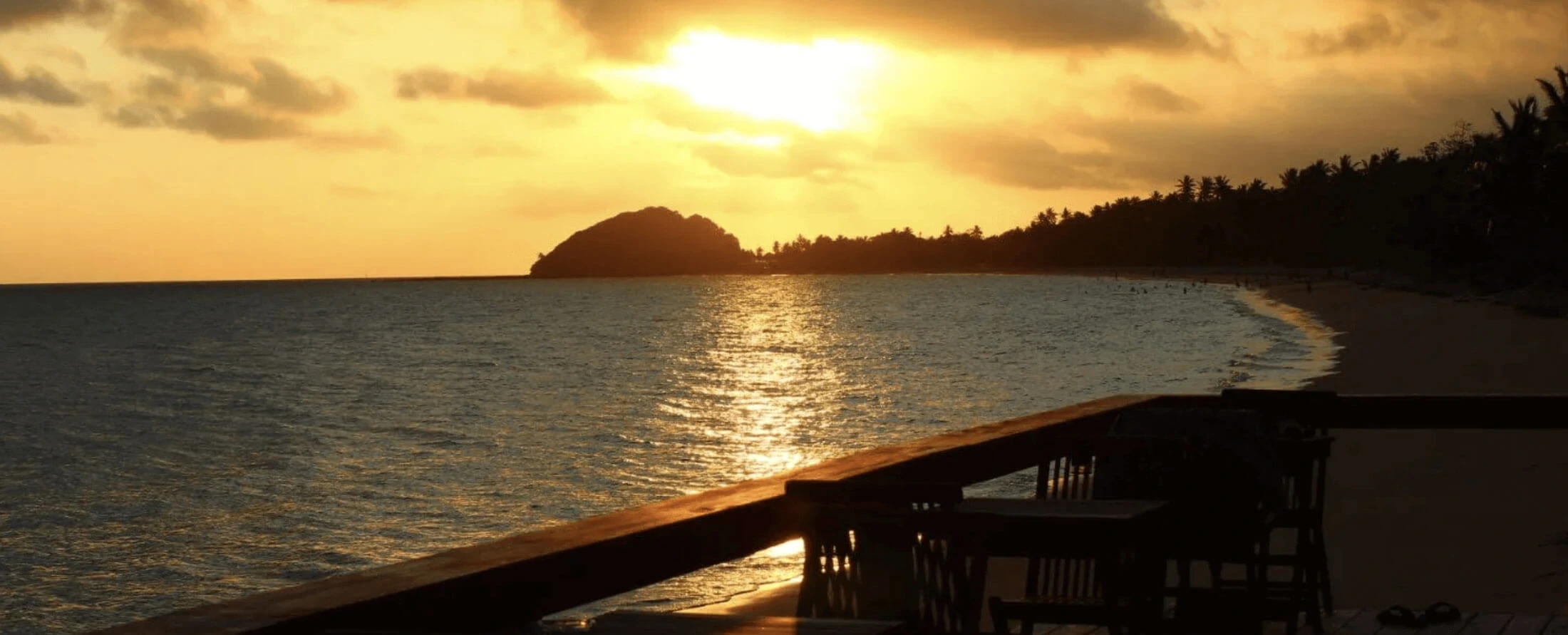 Sunset lookout at the Uprising Beach Resort's beachside bar, looking out toward the ocean