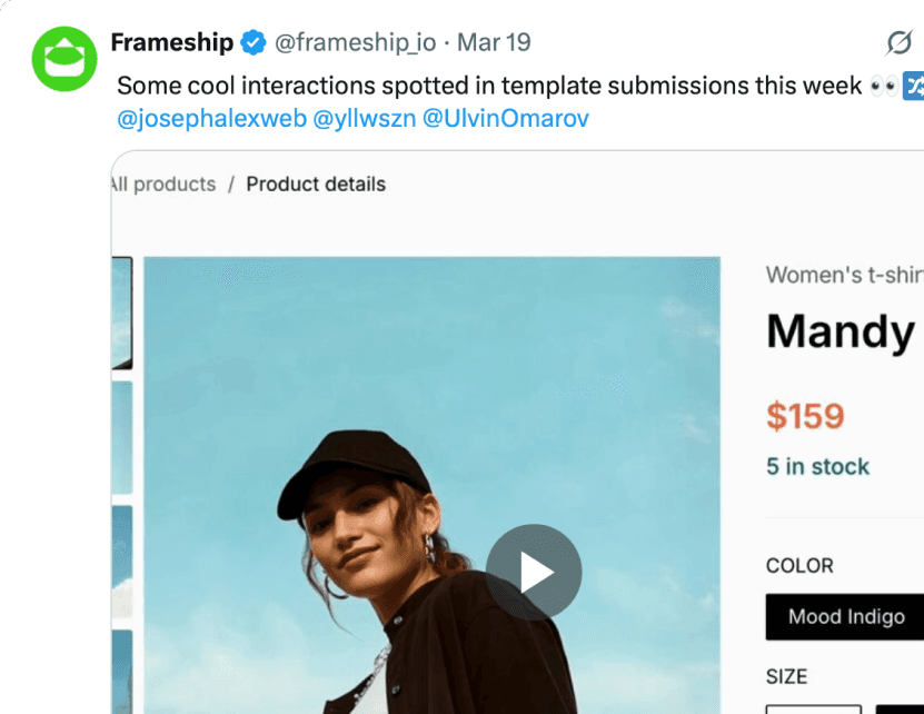 x post of frameship highlighting frameship creators