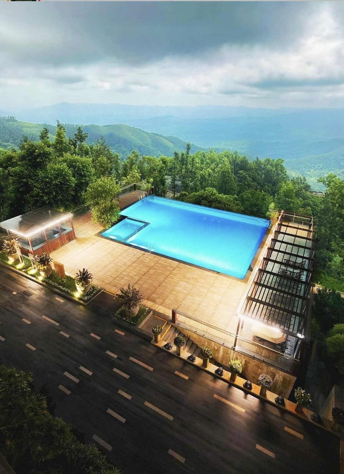 luxury infinity pool designed and built for resort by Orenda Pools in Bangalore