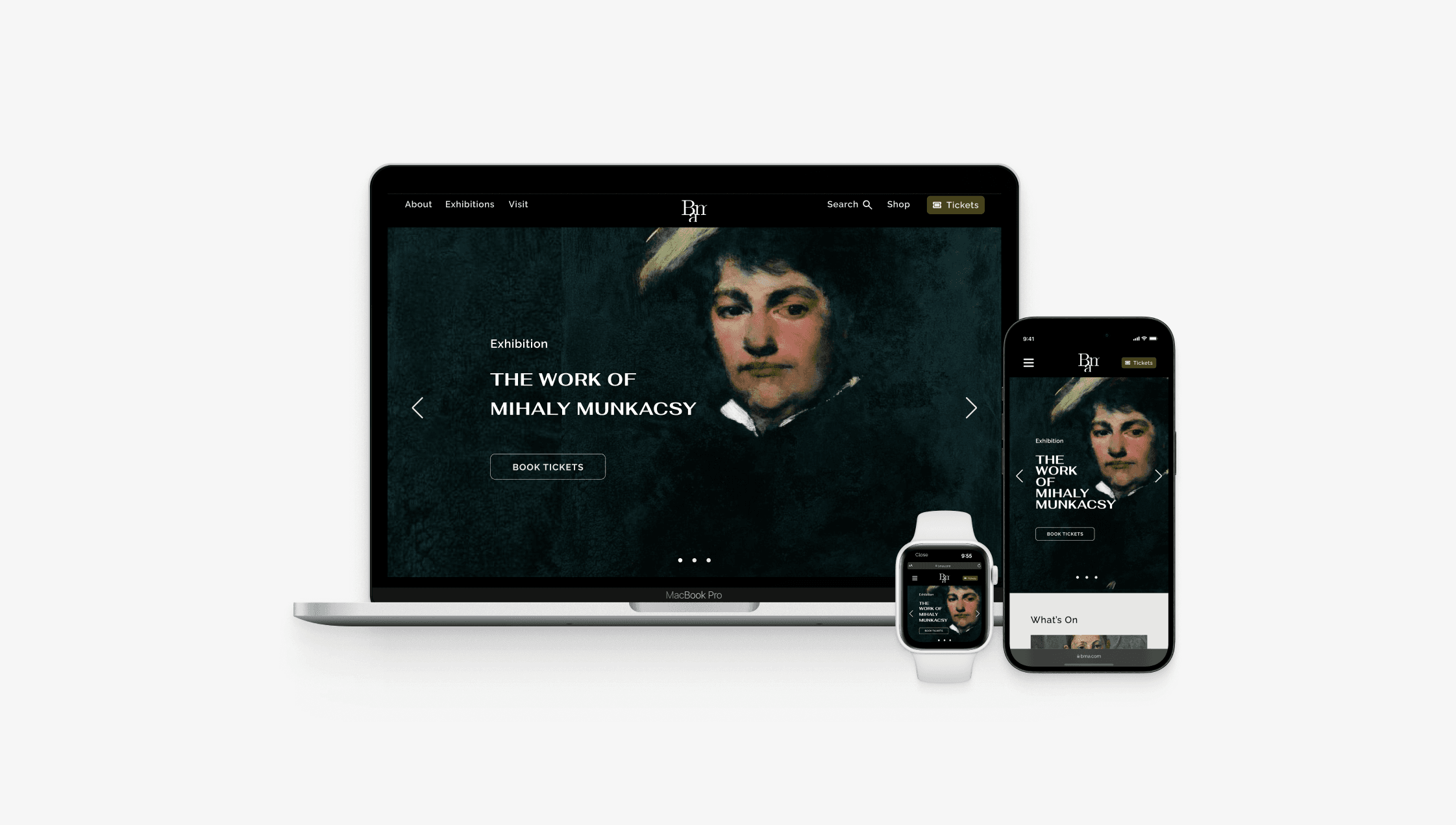 Budapest Museum of Arts website screens on various devices