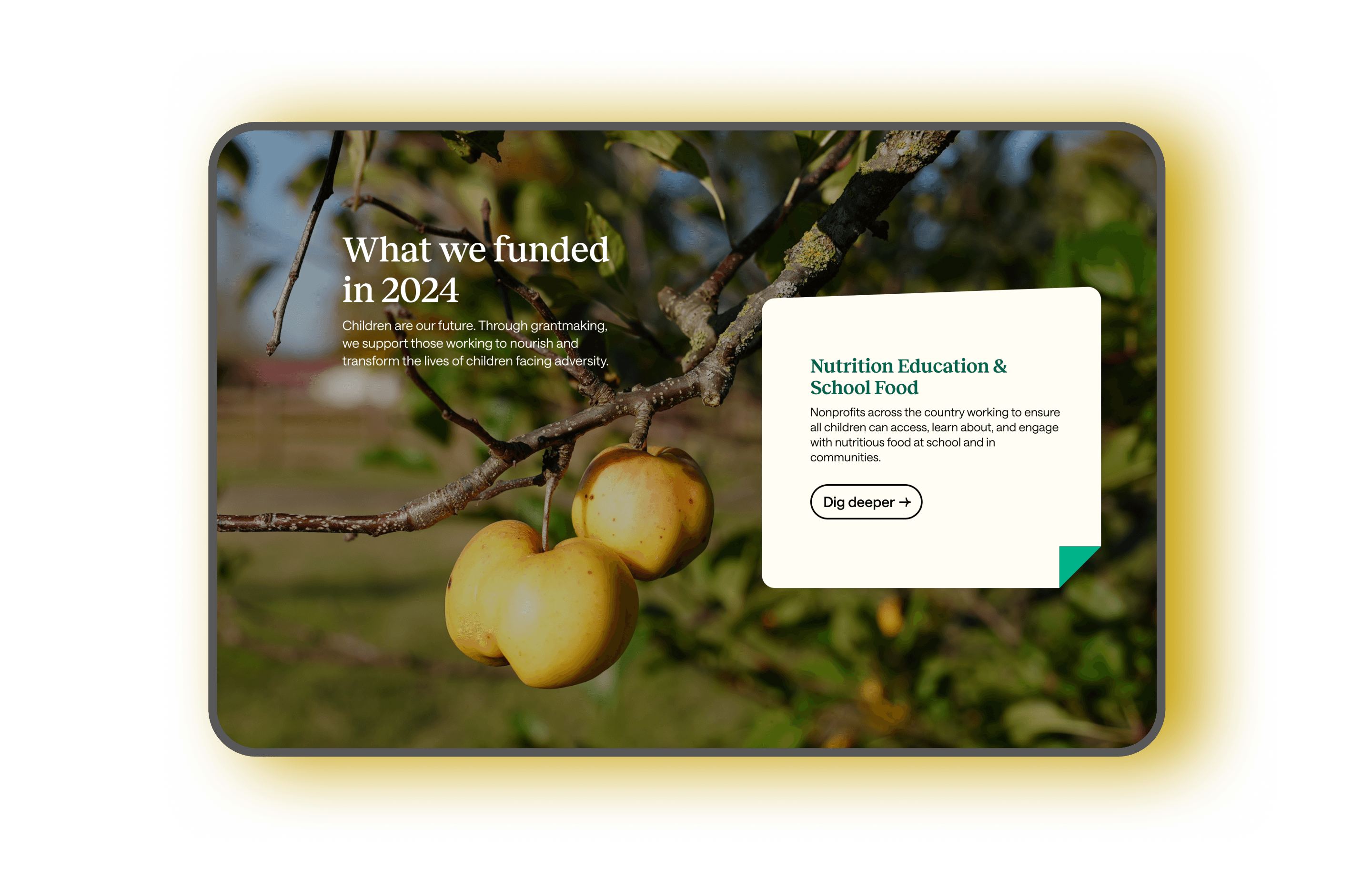 Impact page module pairing a scrolling text block with a full-screen image that swaps as the user scrolls