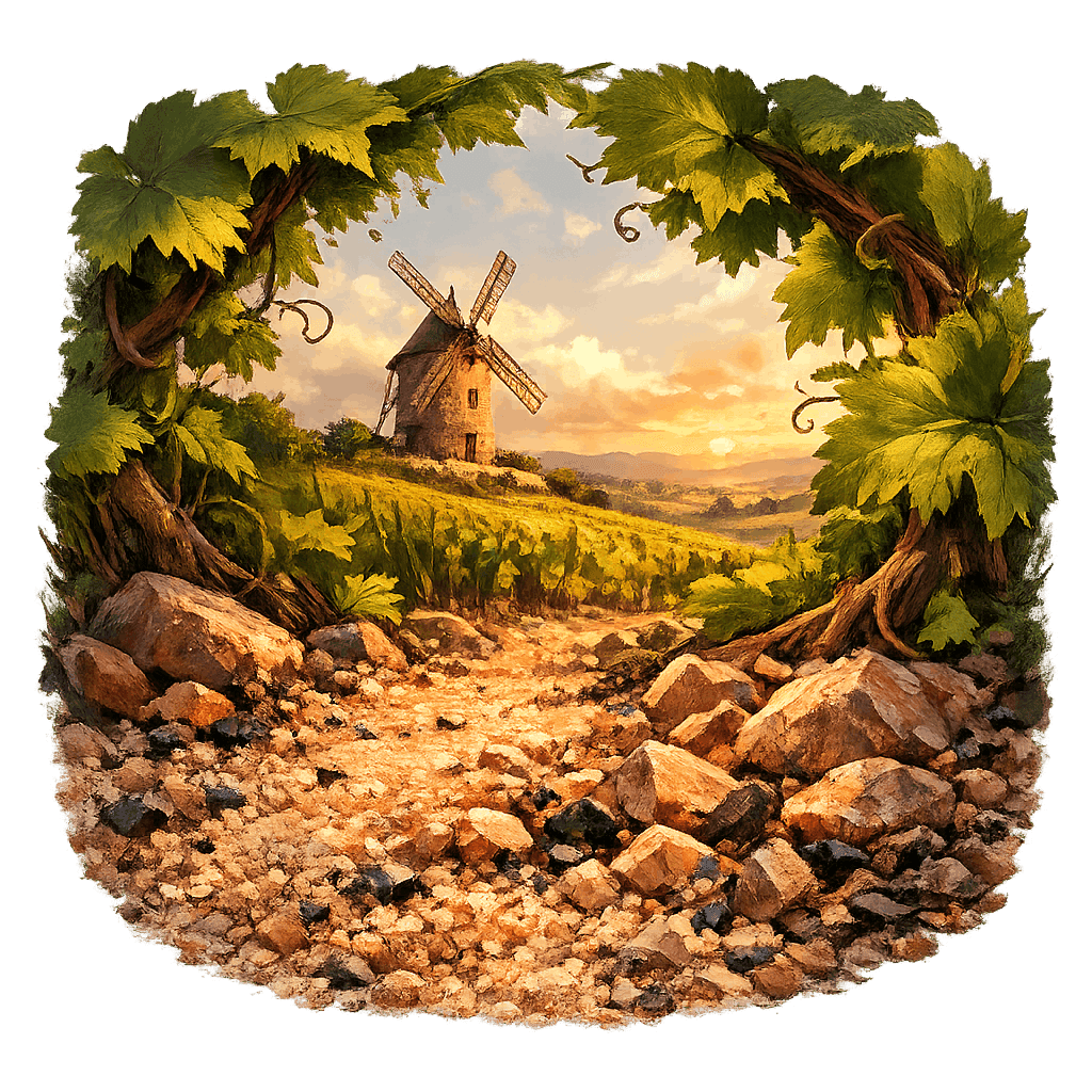 Detailed graphic of the Moulin-à-Vent wine region.