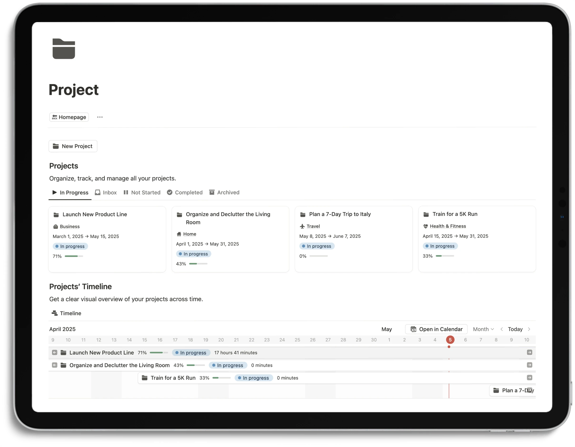 Notion Productivity System - Project
