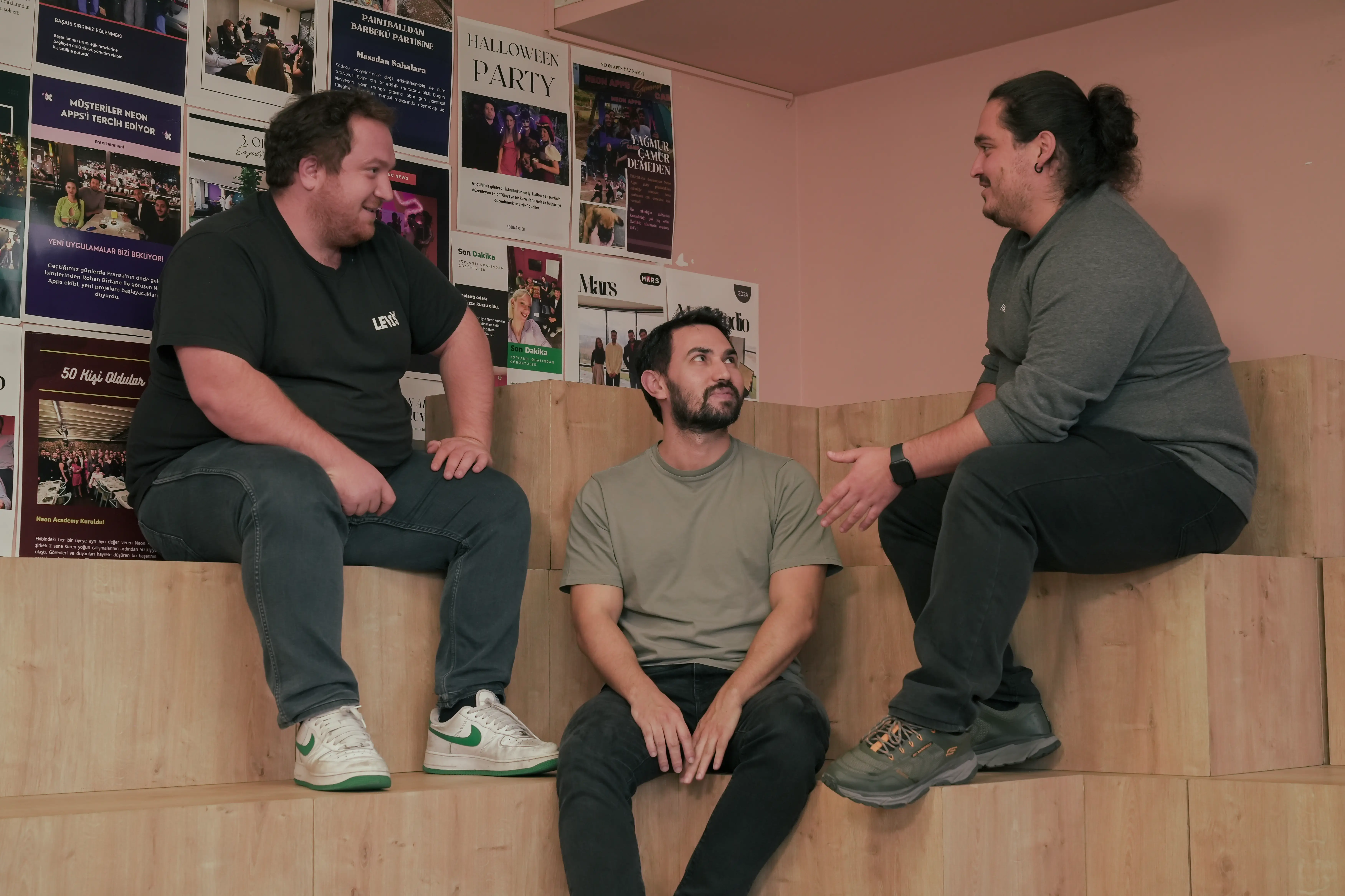 Neon Apps team brainstorming new features for social media products.