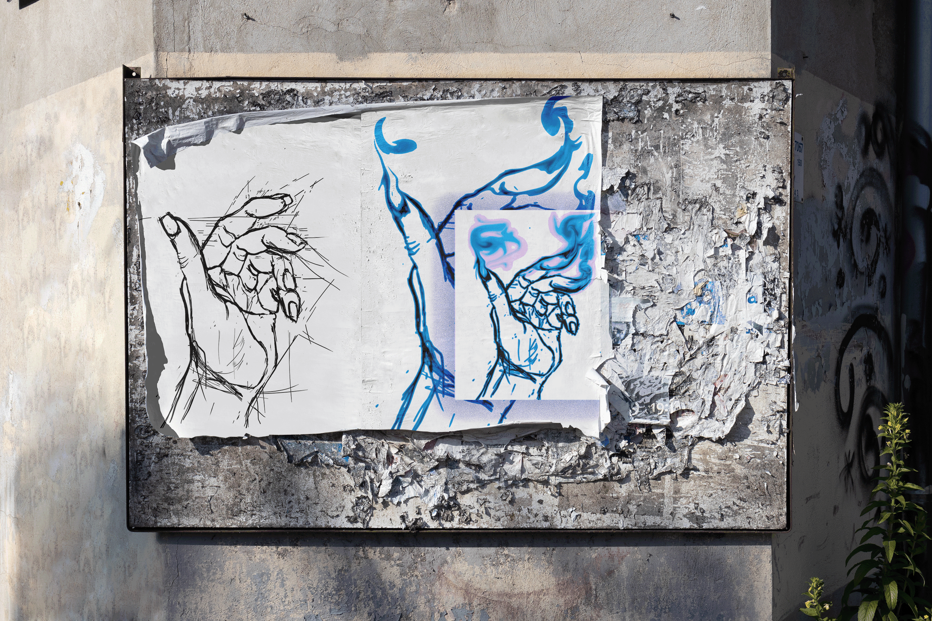 Sketch vs Final poster design 