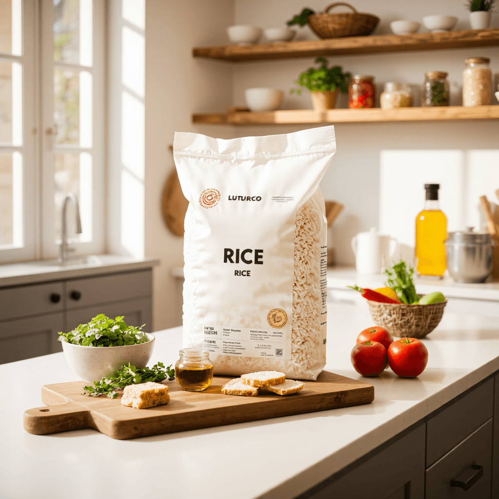 product photography of bag of rice