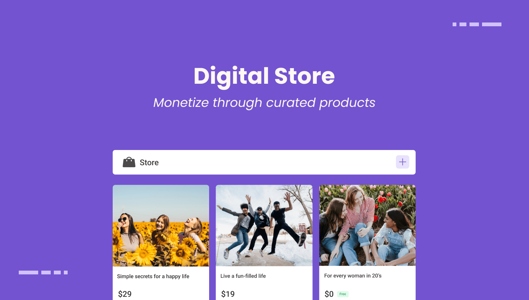 Digital store user interface of a community built using Wylo.