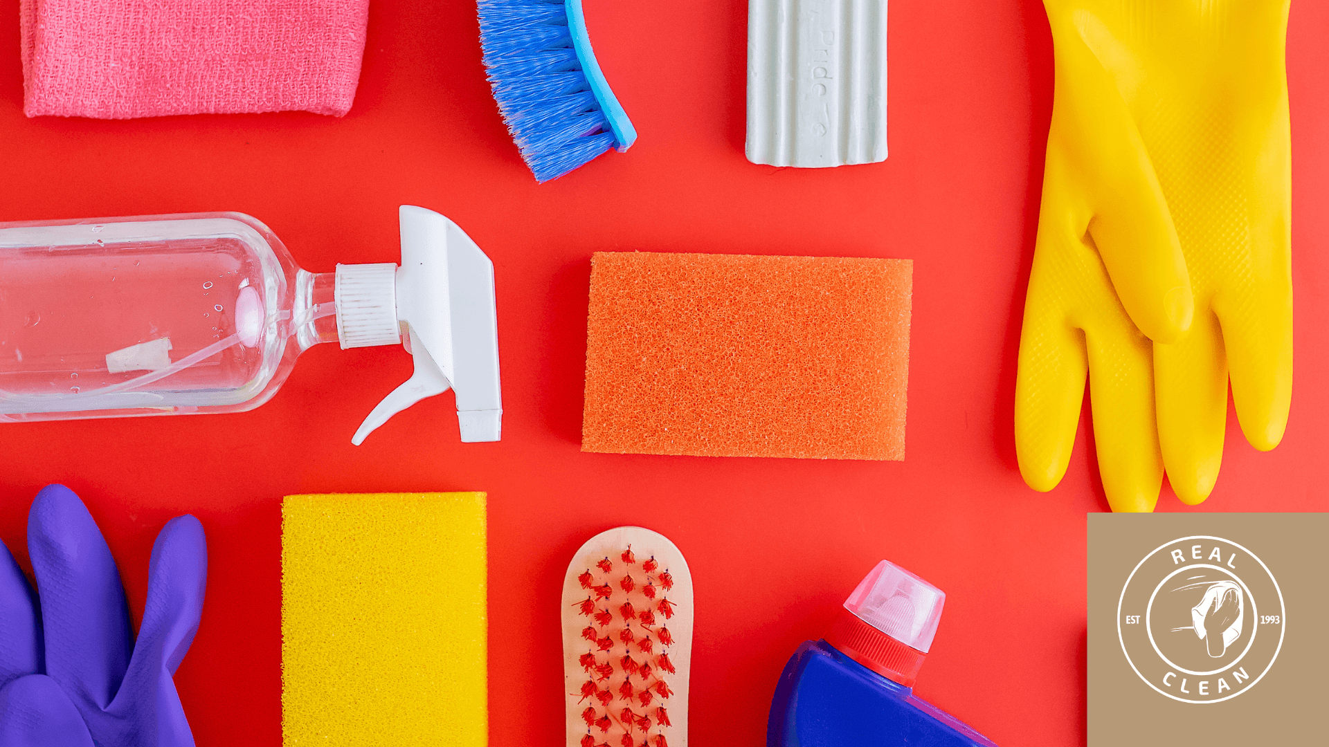 Different cleaning products kept on the floor