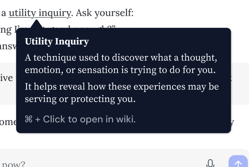 Image of tooltips that appear when user clicks an underlined KI term.