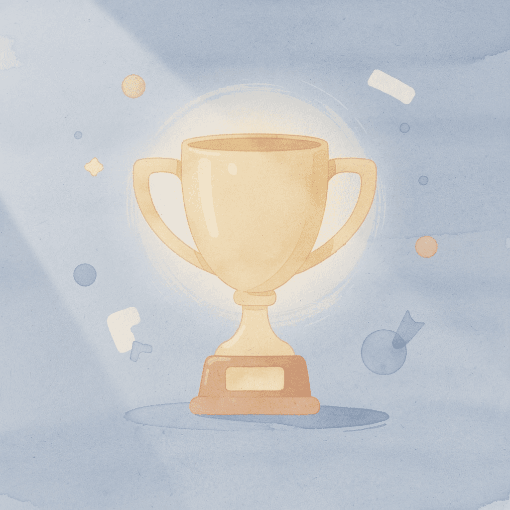 Trophy icon representing high-quality employee swag worth keeping