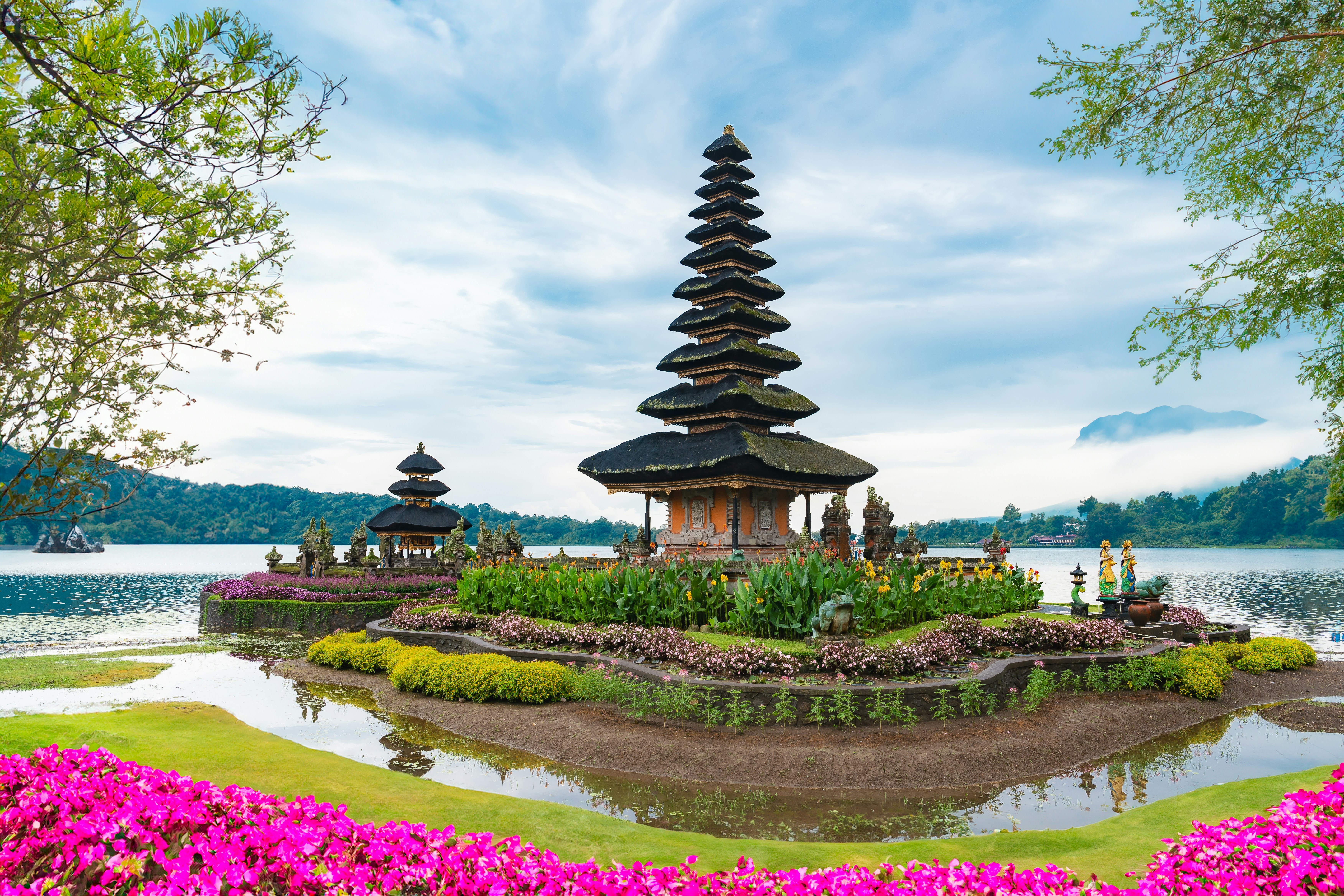 city skyline during night time