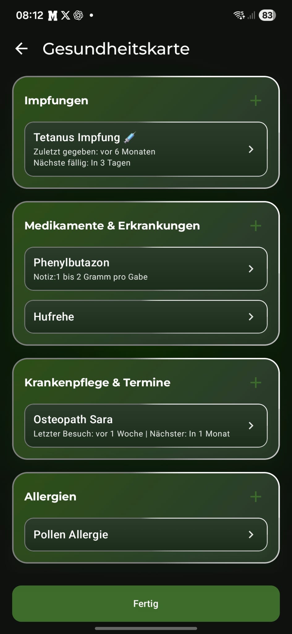 Medical Card - Horse