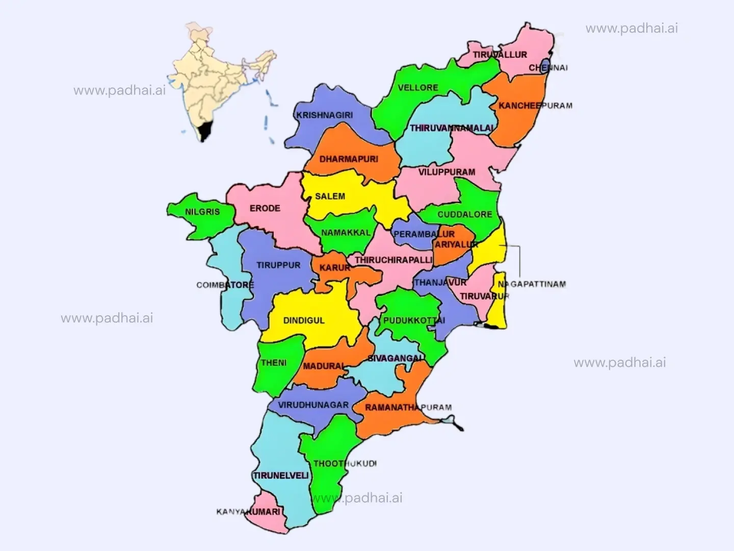 Map of Tamil Nadu