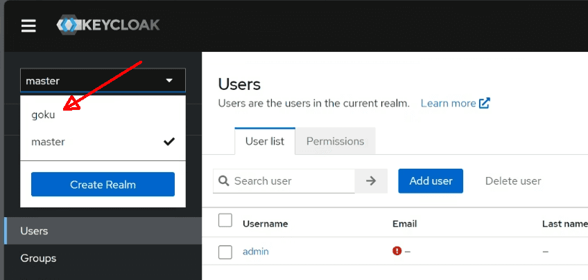 Keycloak realm selector