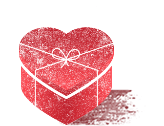 Illustration of a heart shaped box