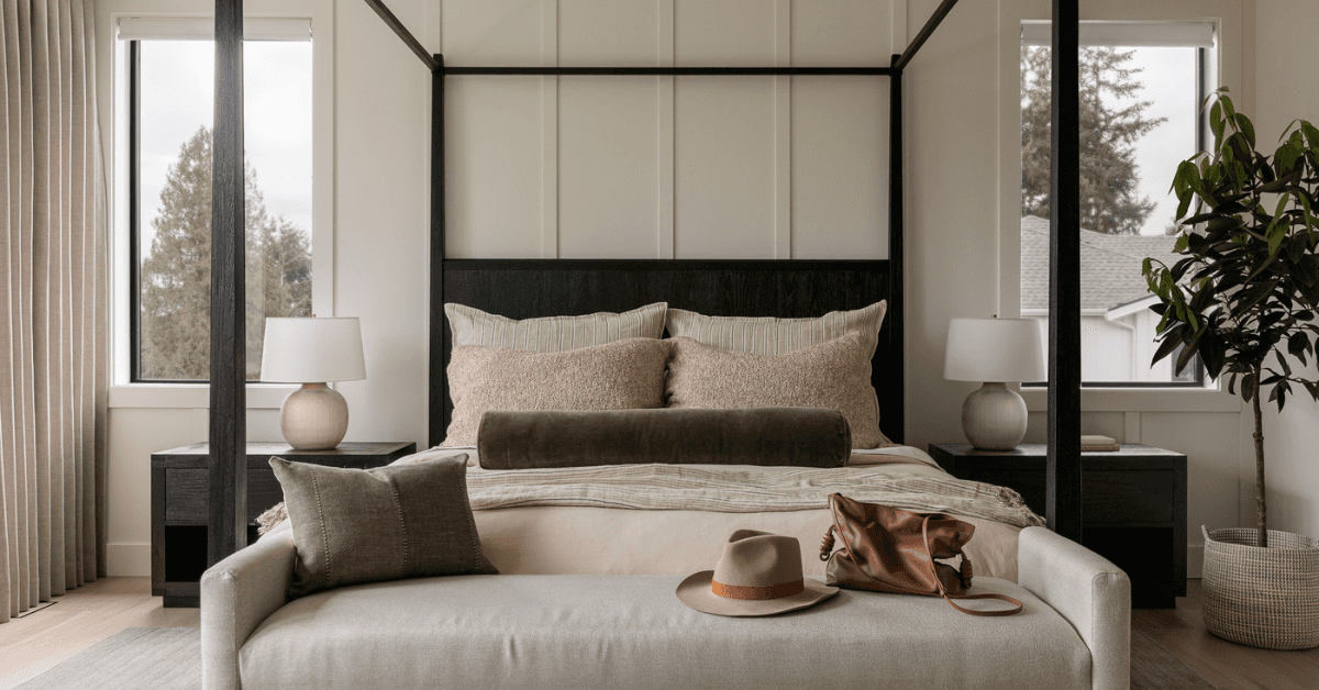 We’re so excited to share details from The Woodinville House: Primary Bedroom –– one of our favorite interior design + professional organizing projects in Woodinville, WA.