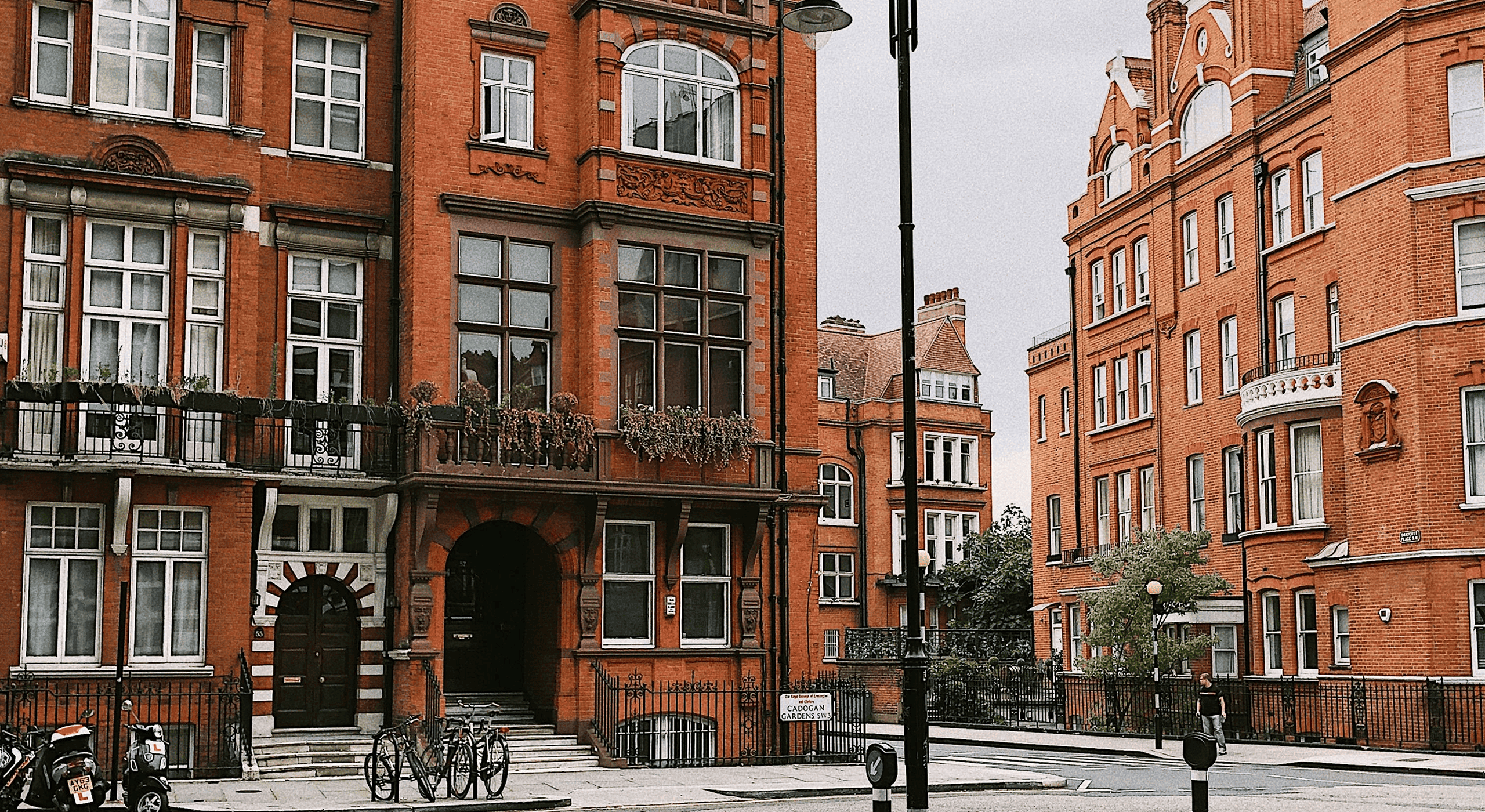 Classic red brick Victorian apartments.