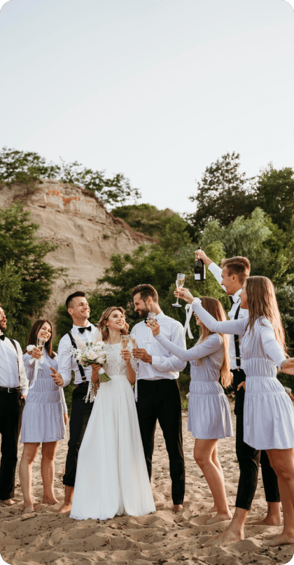 Wedding guests dancing at a reception