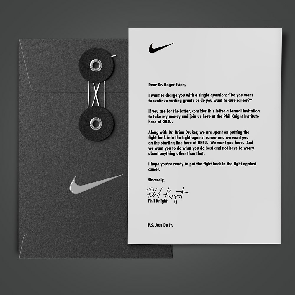 A letter targeting doctors with a question "Do you want to write grants or cure cancer?"