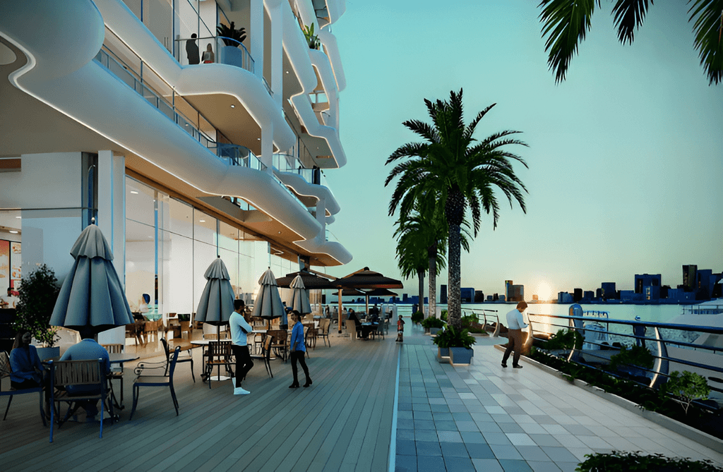 Artist's impression of the new luxury hotel, Azizi Wasel, showcasing modern architecture in Miami.
