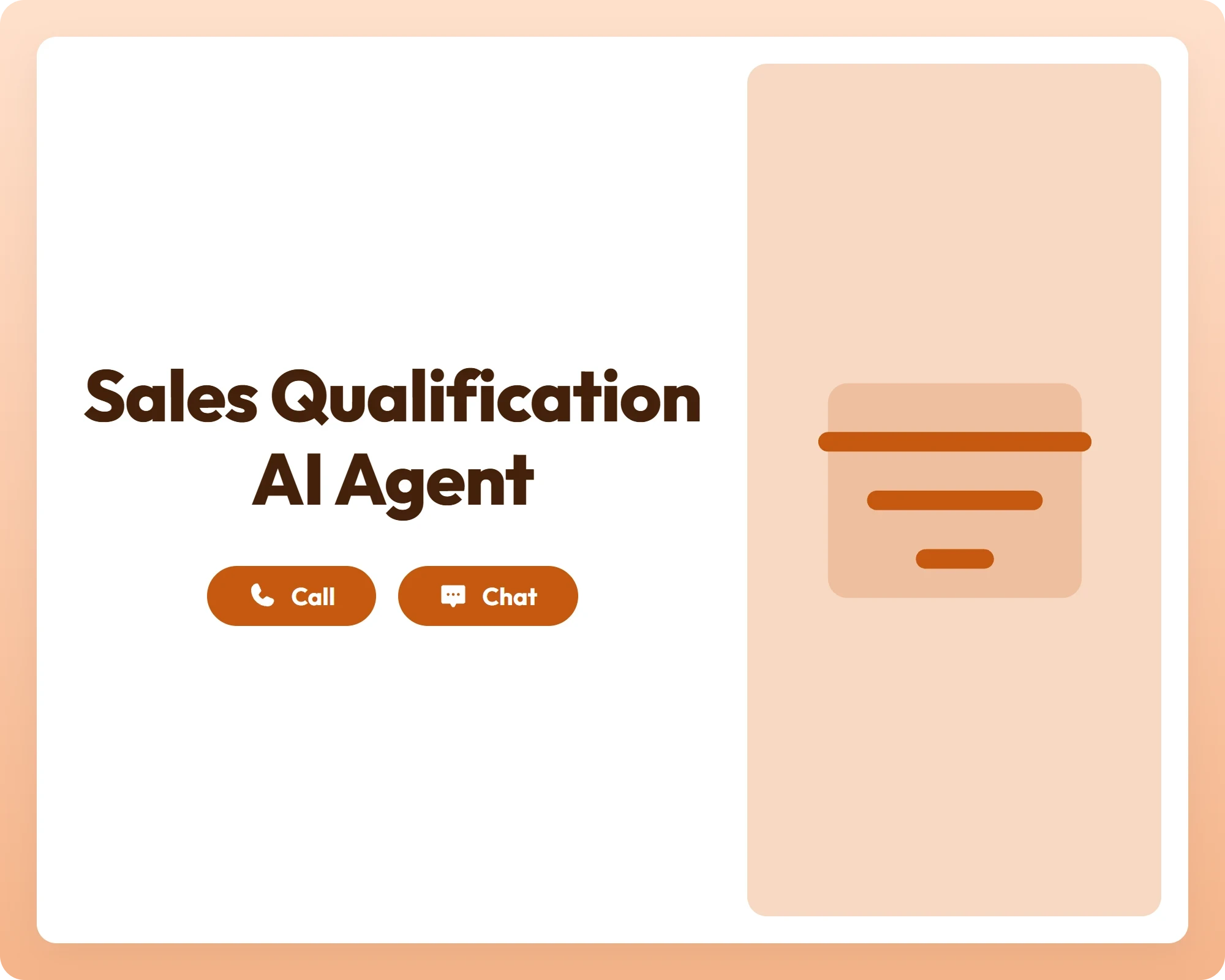 sales qualification ai agent supports call and chat with a funnel icon for lead filtering