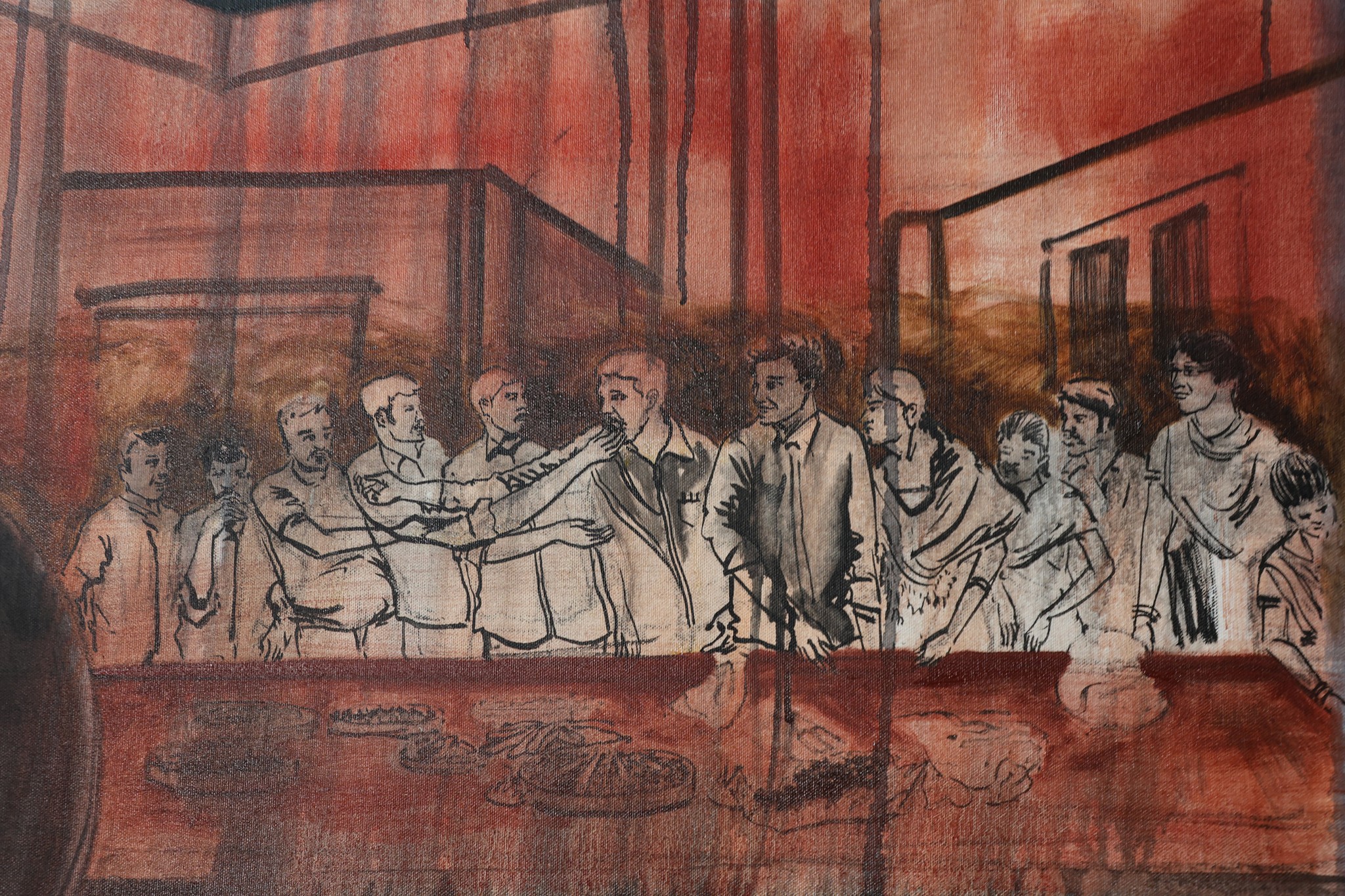 red and white abstract painting