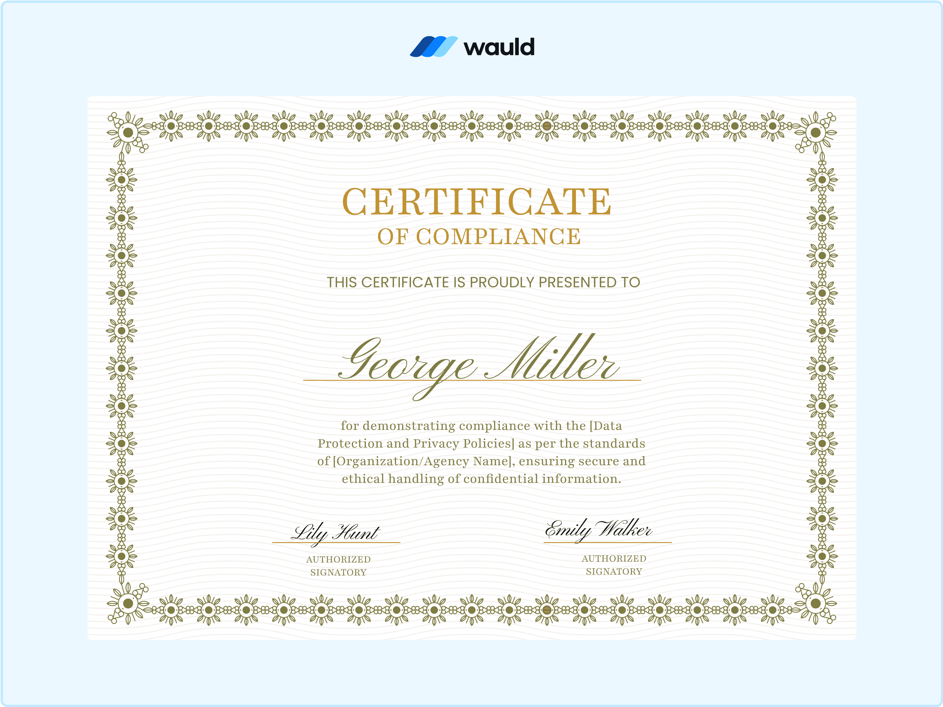 Wauld - Certificate Template Portraying Soft Elegance&nbsp;