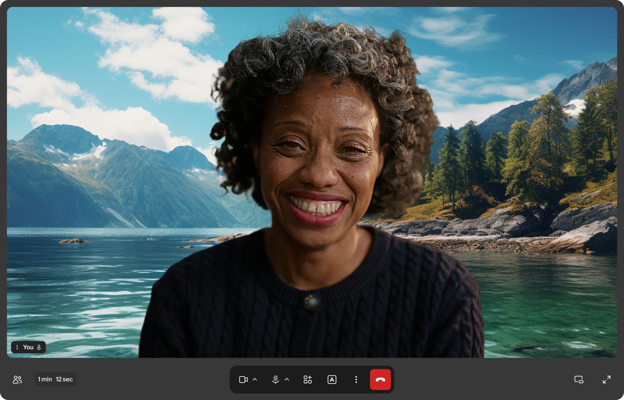 Screenshot of the doxy.me call UI for virtual backgrounds.
