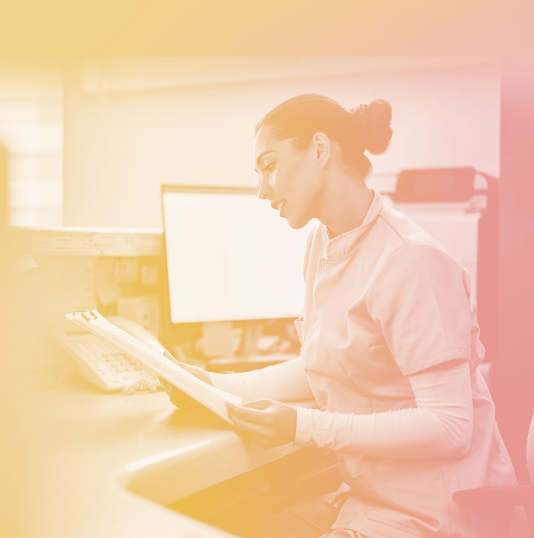 lady reading product safety documents
