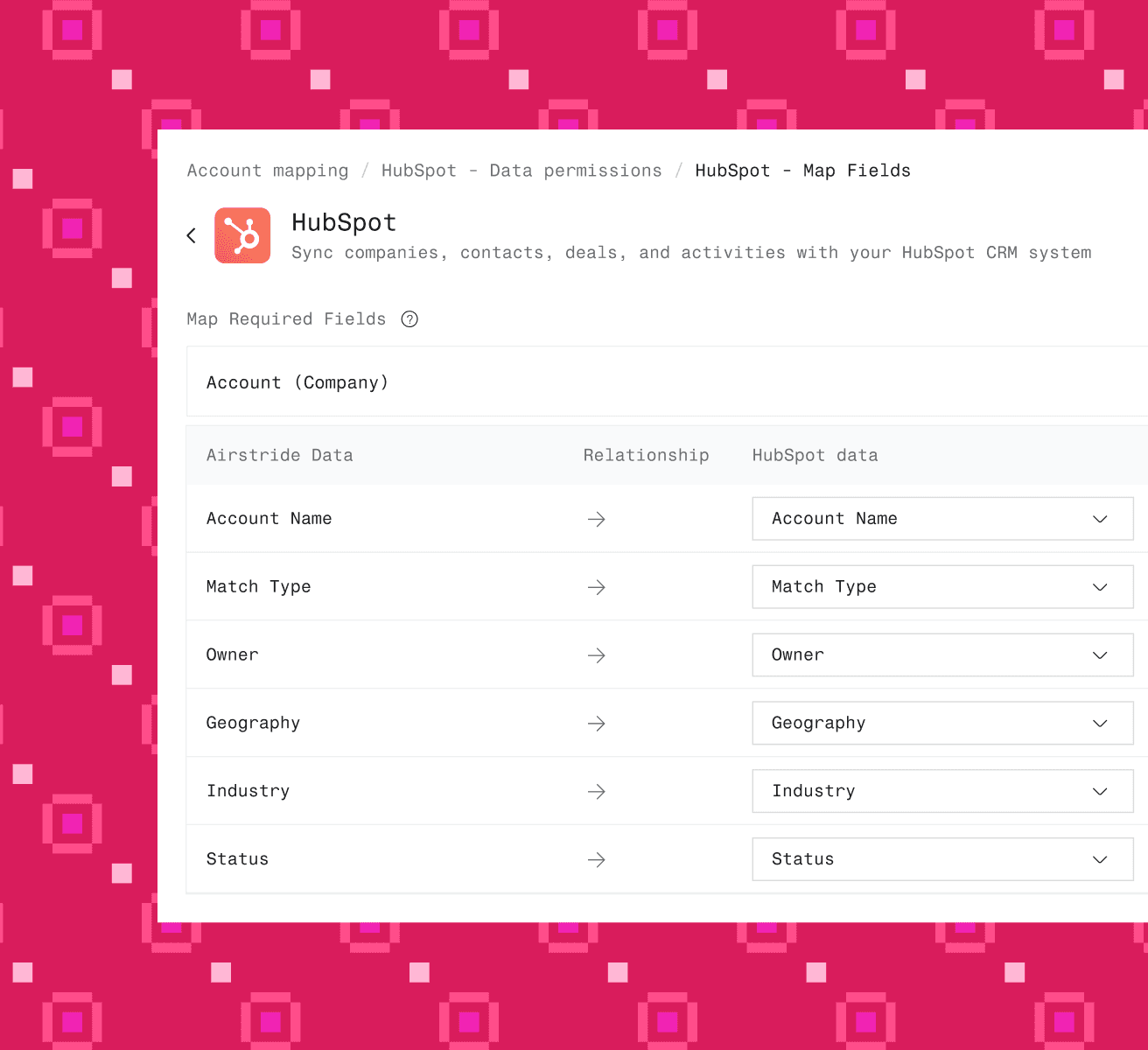 Airstride showing the CRM Integration flow.