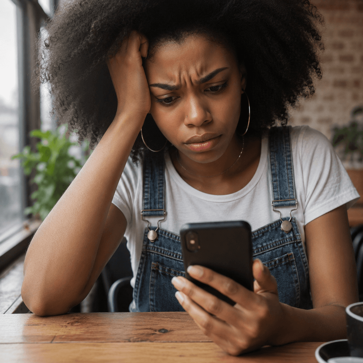 Frustrated woman operating a mobile phone