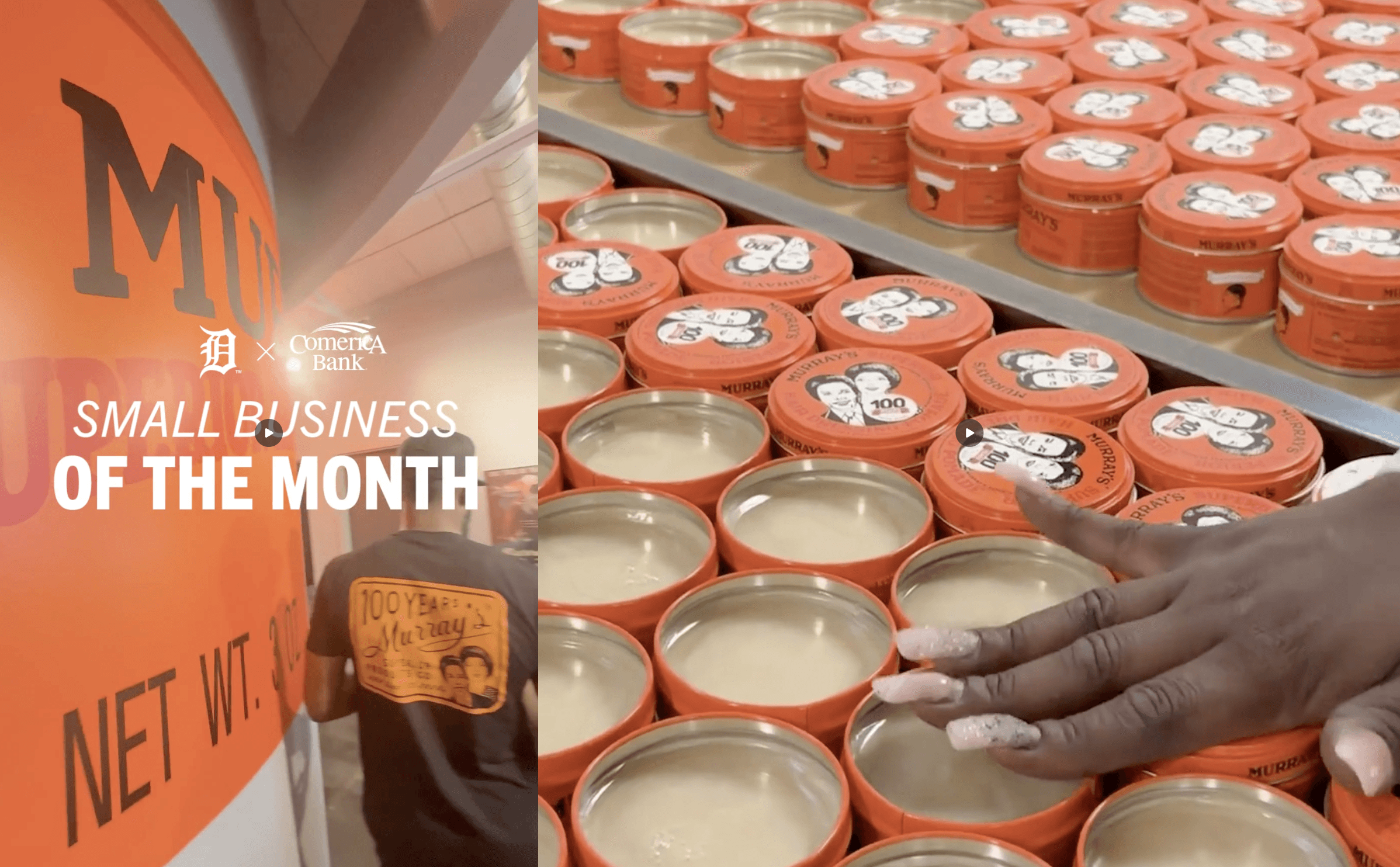 Behind-the-scenes look at Murray's 100-year-old hair pomade production line, featured in the Detroit Tigers and Comerica Bank Small Business of the Month series.