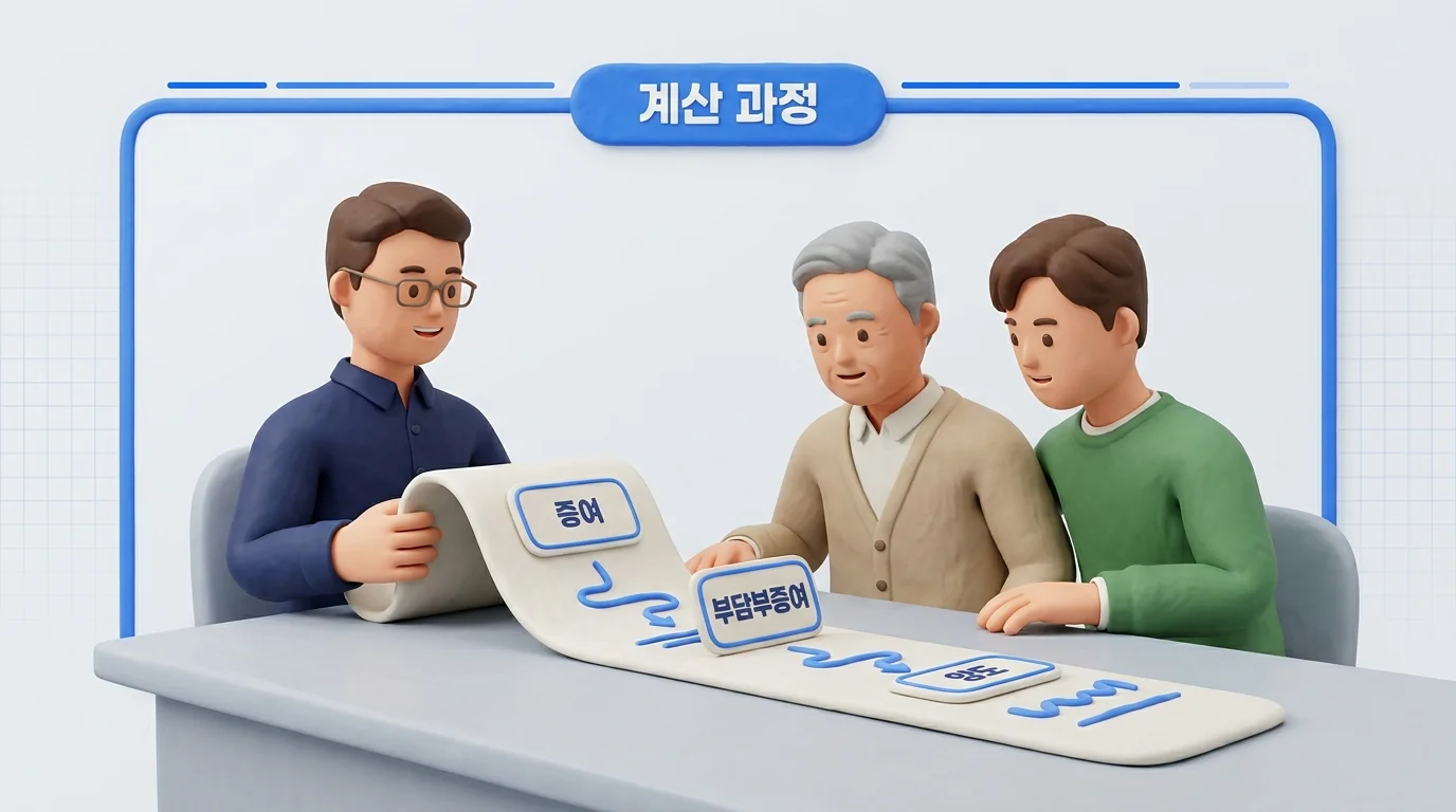 부담부증여 세 가지 방법의 계산 과정을 세무사가 펼쳐 보여주는 장면