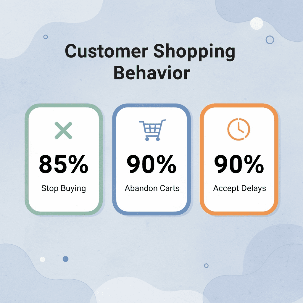Statistics showing customer shopping behavior percentages