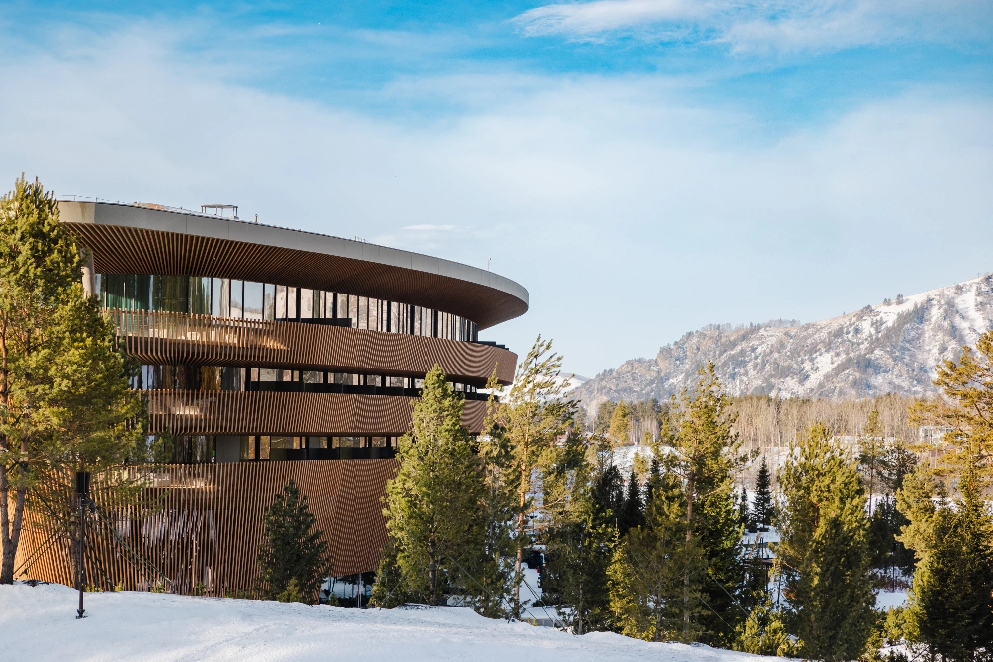 modern house in snowy landscape