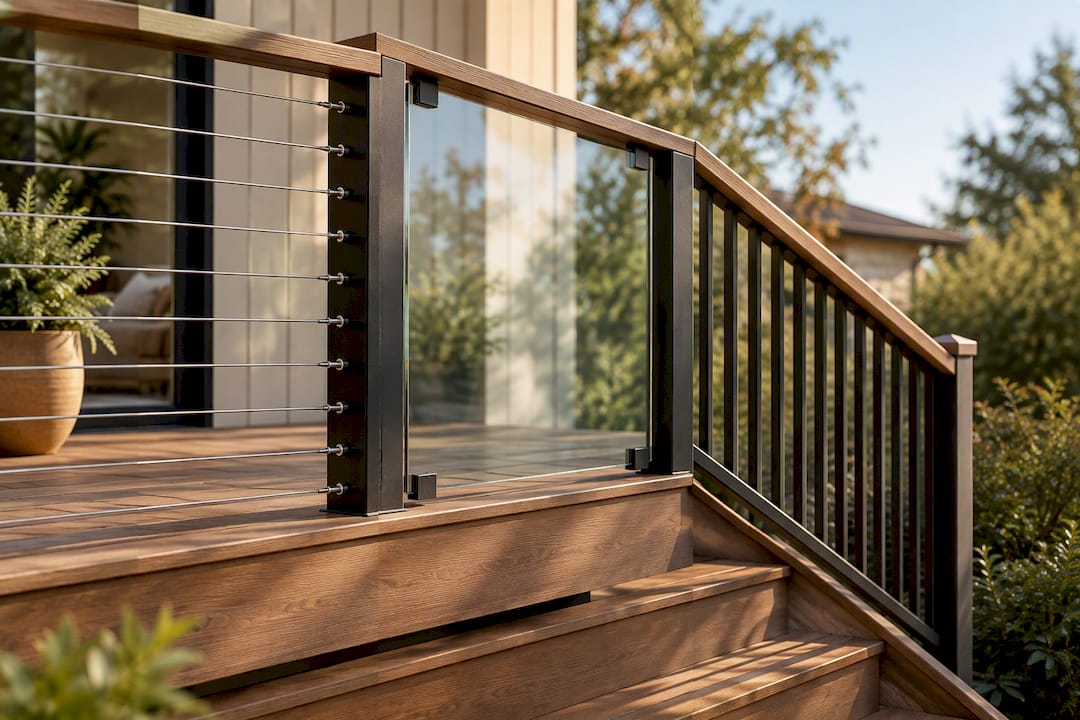 Deck railing infill and stair details