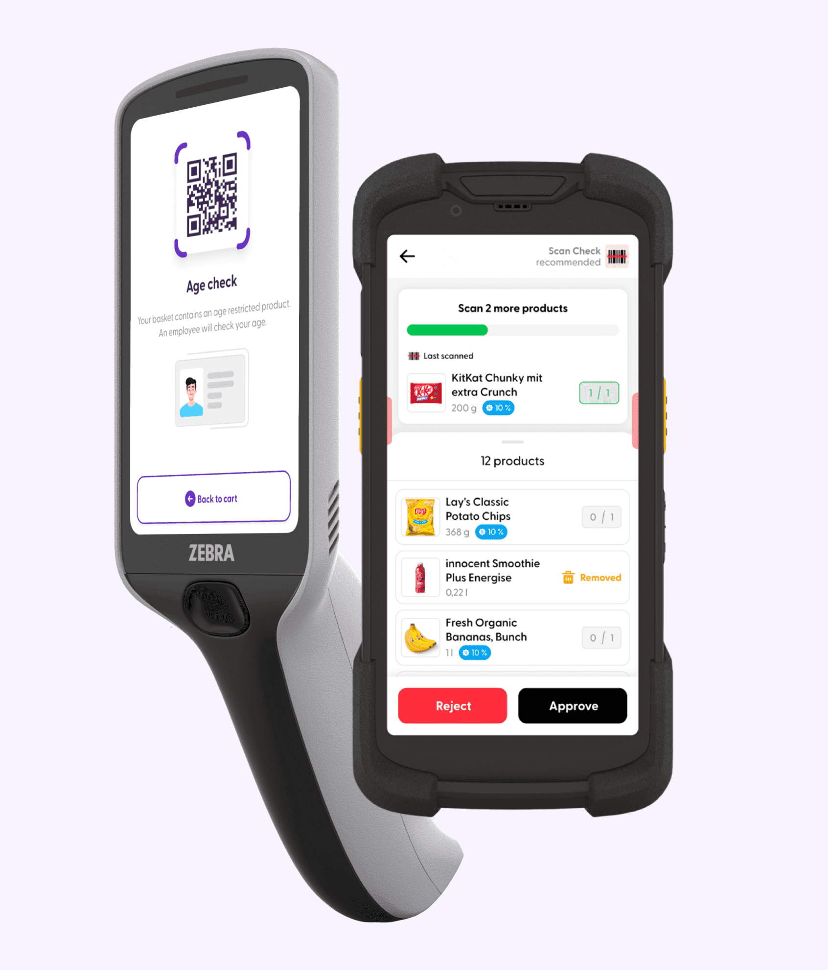 shopreme supervisor employee app age check with the Zebra PS30 handheld scanner device