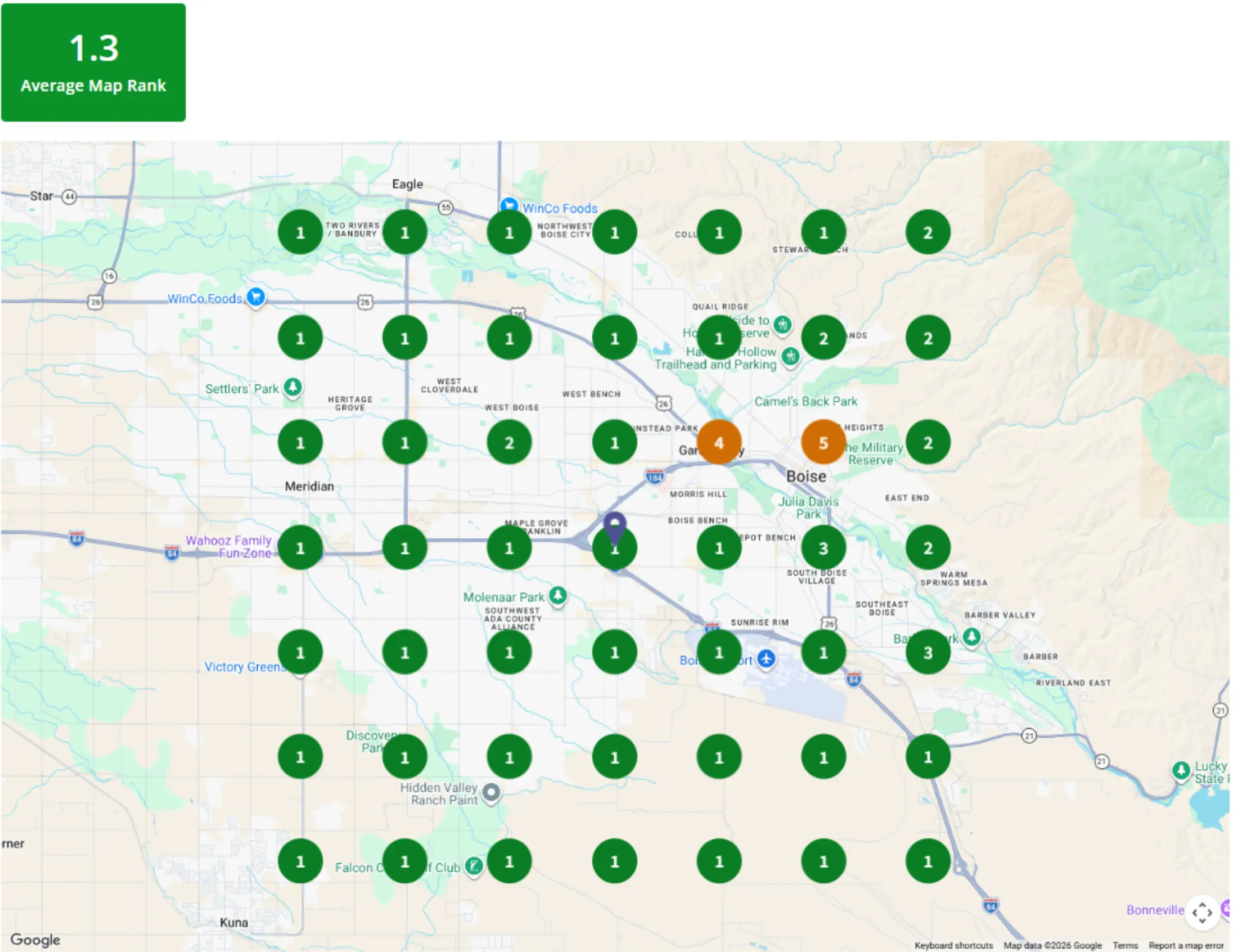 Brightlocal grid scan for Boise architects