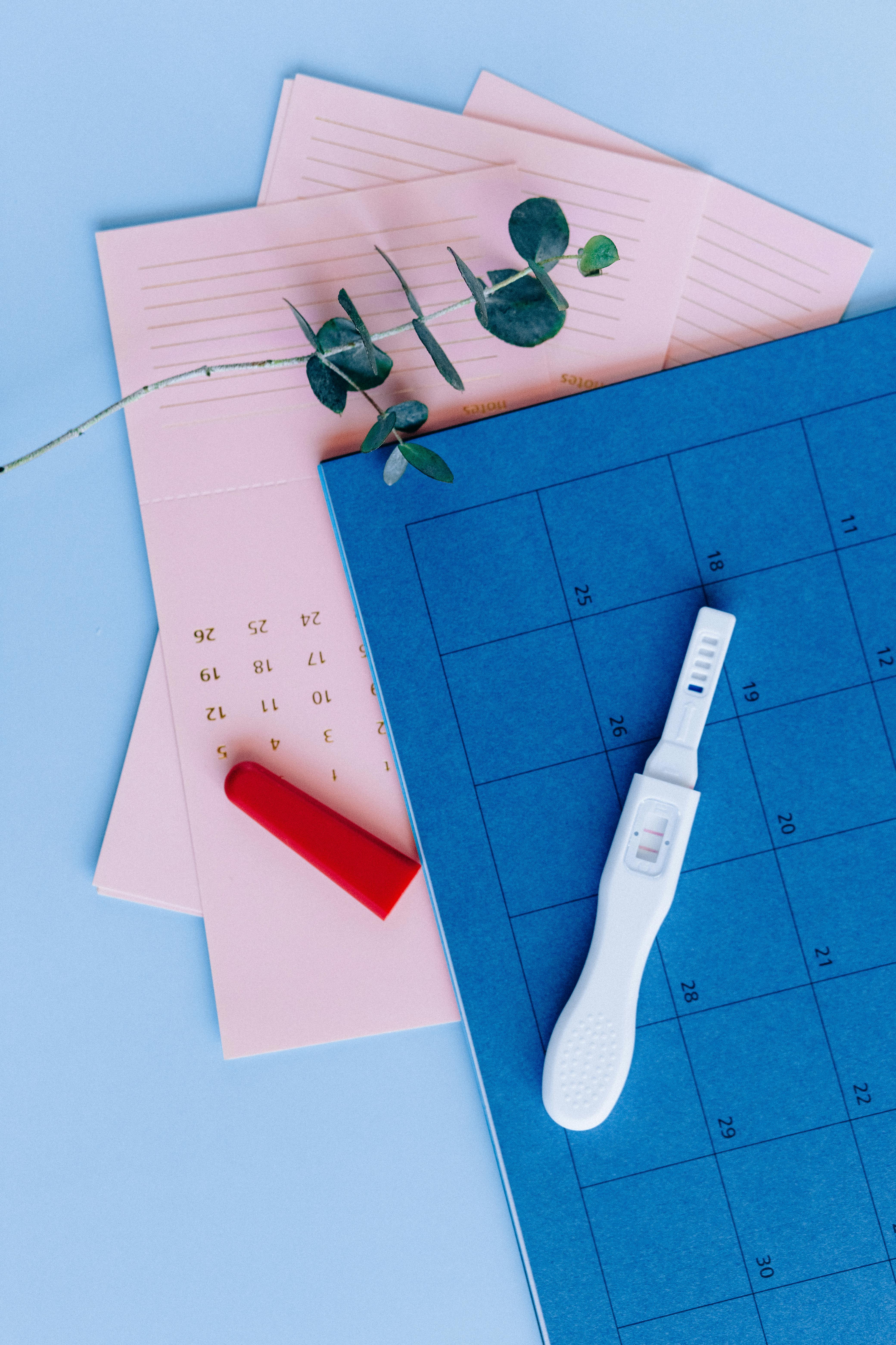 Simple fertility calendar/ovulation tracker visual, doctor explaining cycle days, soft pastel medical design.