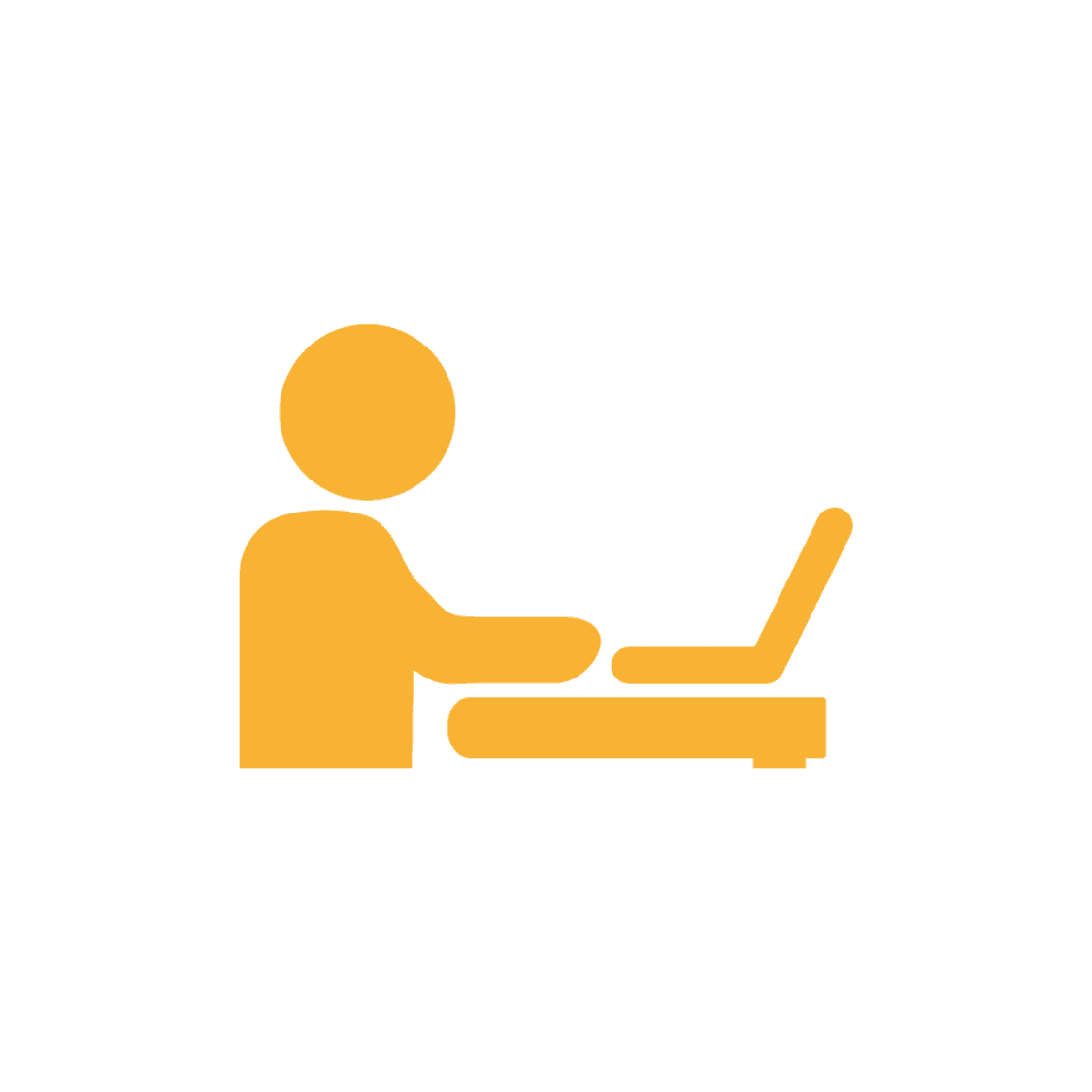 Grafik einer am Laptop arbeitenden Person